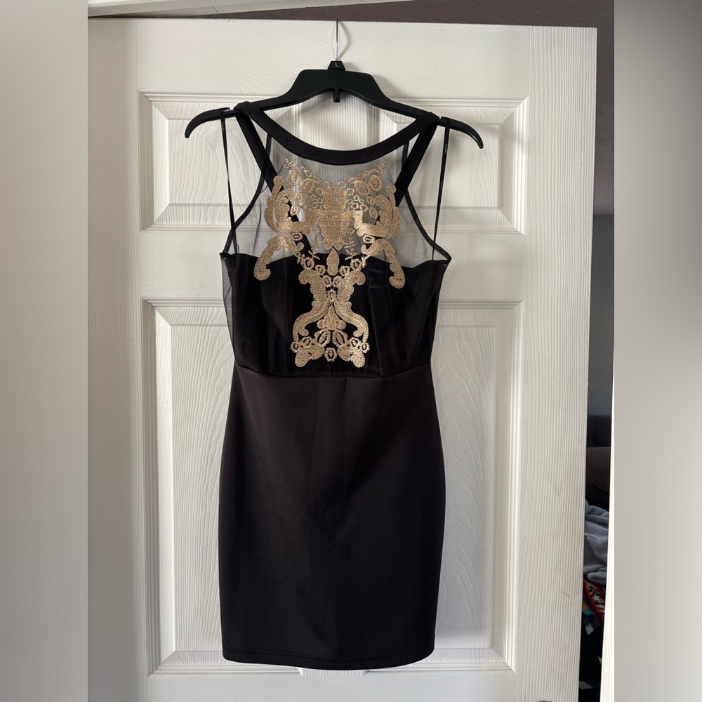 Forever 21 Black Dress with Gold Accents